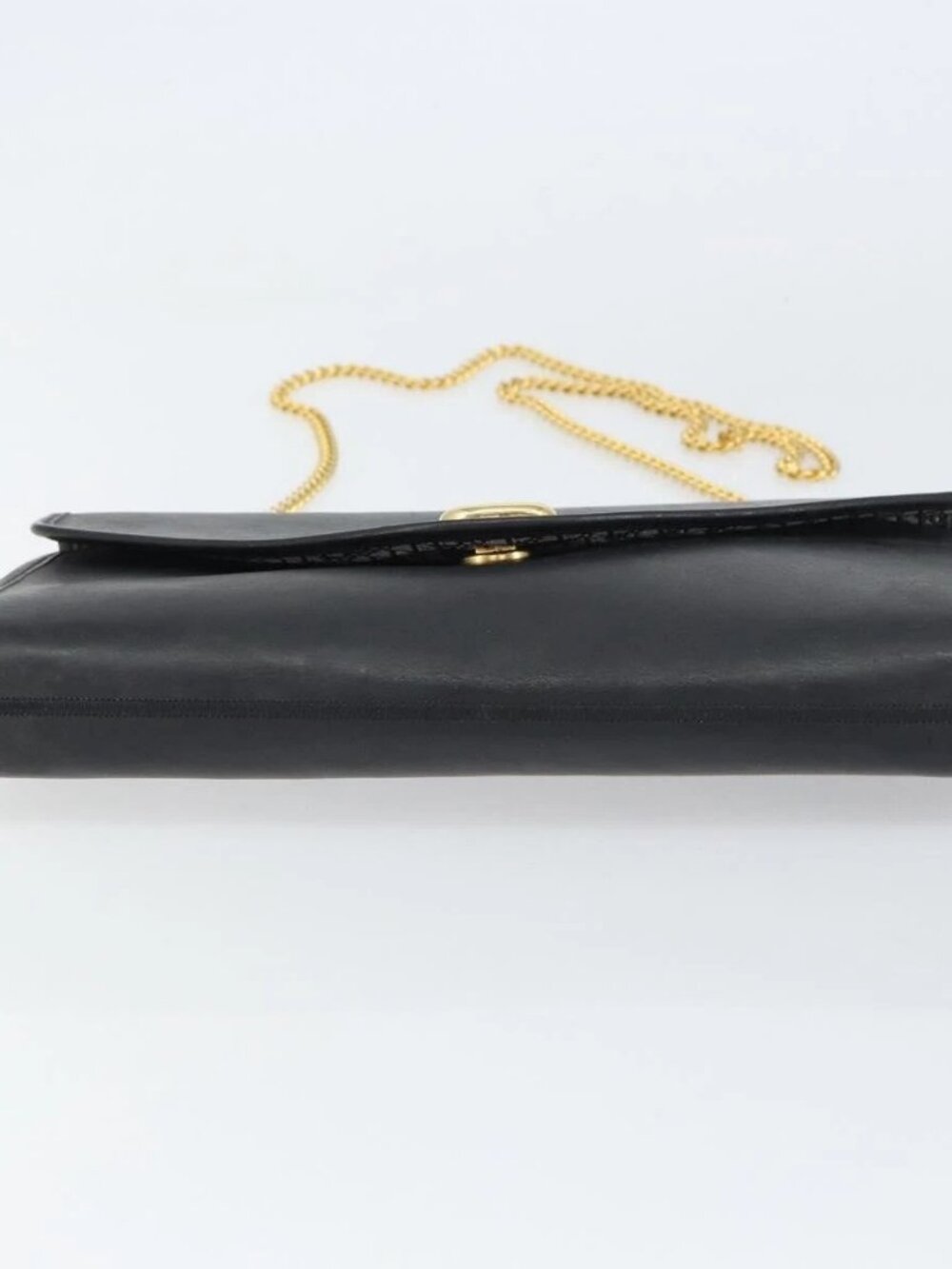 Christian Dior Chain Shoulder Bag Leather Black Gold Auth bs31815 - Picture 6 of 16